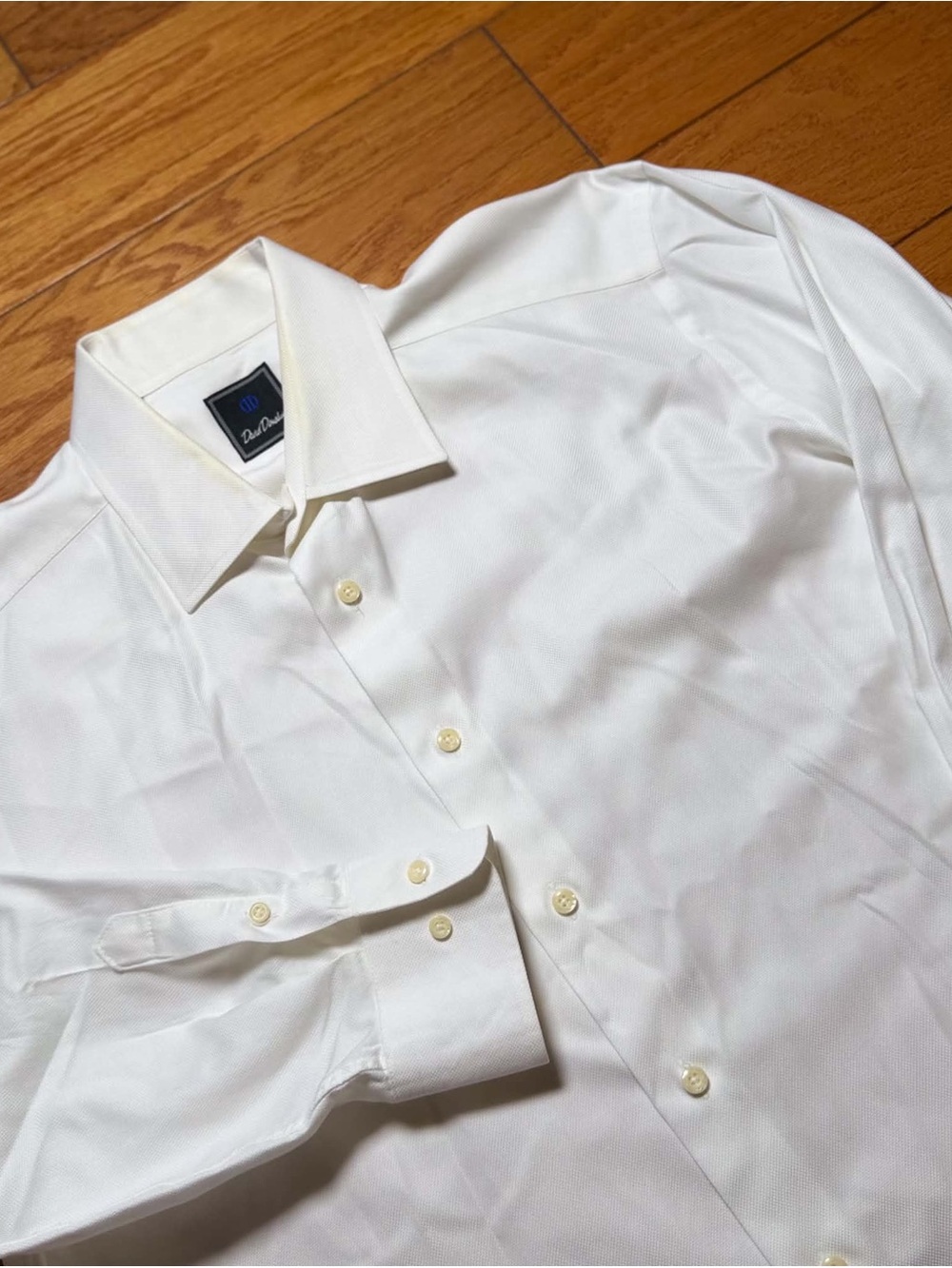 David Donahue White Long-Sleeve Dress Shirt